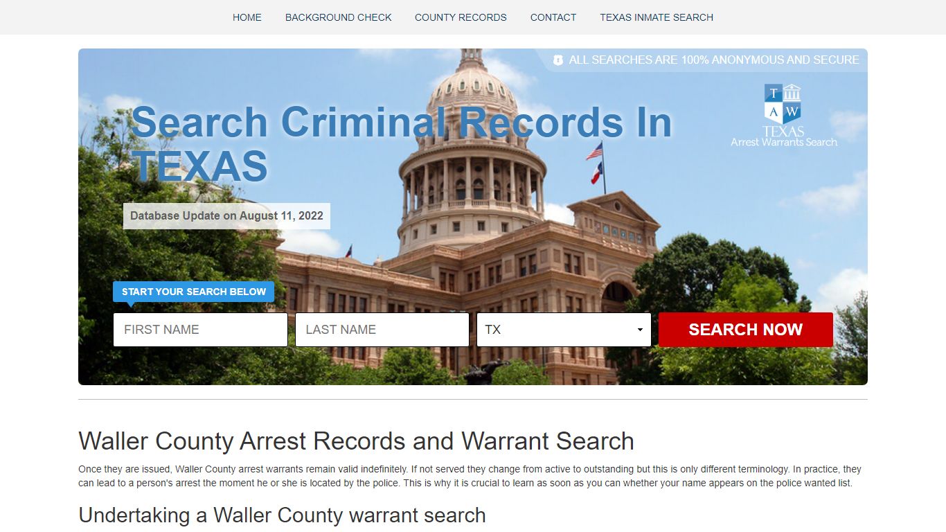 Waller County Arrest Records and Warrant Search