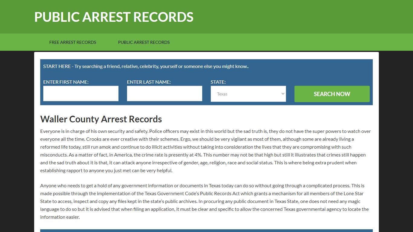 Waller County Arrest Records | Get Instant Reports On People